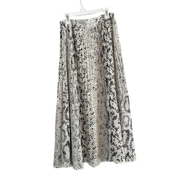 J Crew Pleated Midi Skirt AL202 Black Cream Snakeskin Python Animal Print Size 0 - Picture 5 of 15
